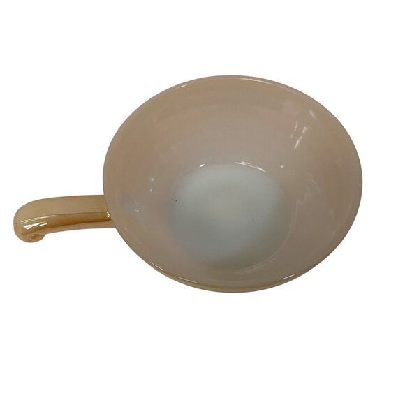 Vintage Fire King Beige Ceramic Soup Bowl With Handle 5" x 7" - Picture 2 of 5